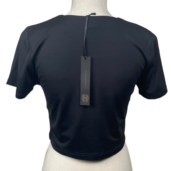NWT House of Harlow 1960 Black Bodycon Short Sleeve Crop Top- Large - Picture 3 of 10